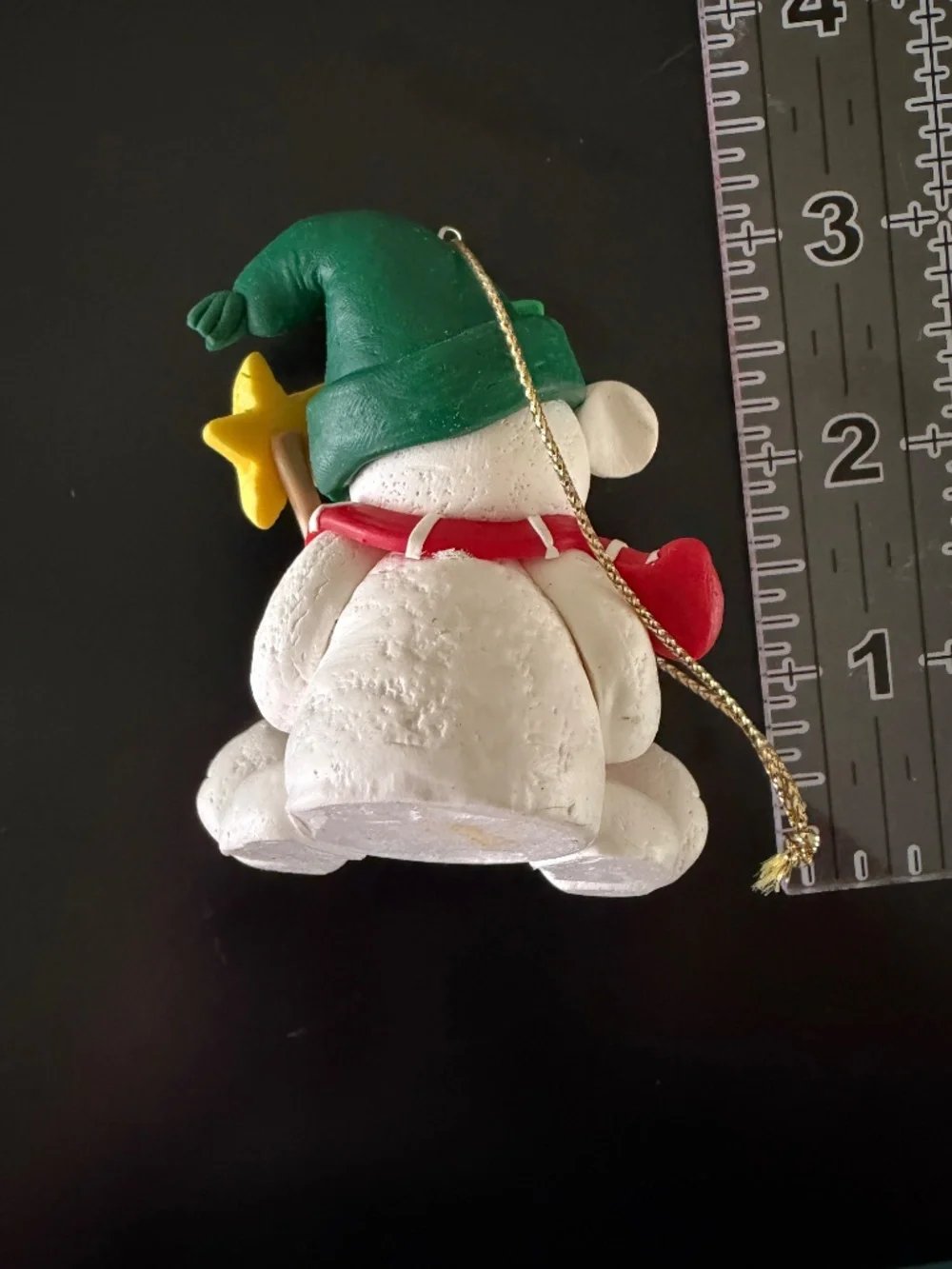 Clay Dough Polar Bear Ornament Holding Yellow Star 1980s
